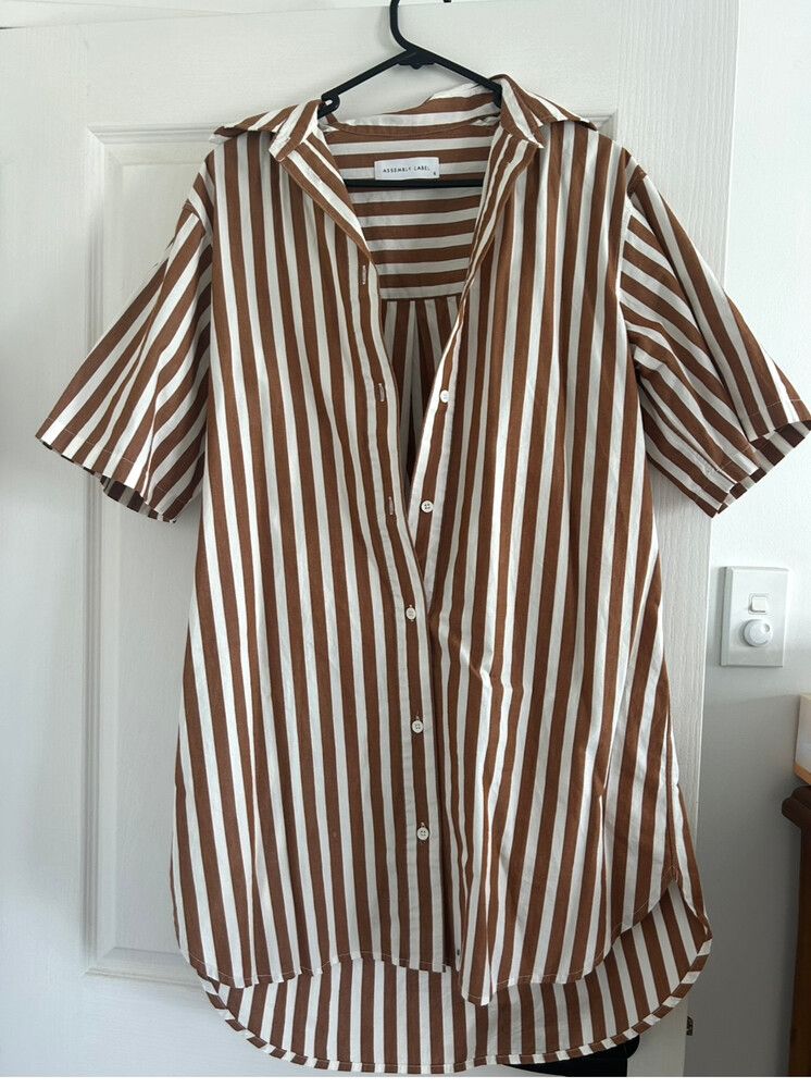 assembly label shirt dress Womens Nara Stripe Shirt Dress White/True Navy | Assembly Label  Assembly  Label