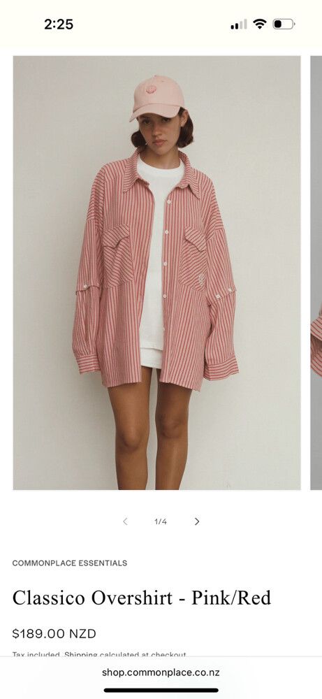 Commonplace Essentials Classico Overshirt - Pink/Red