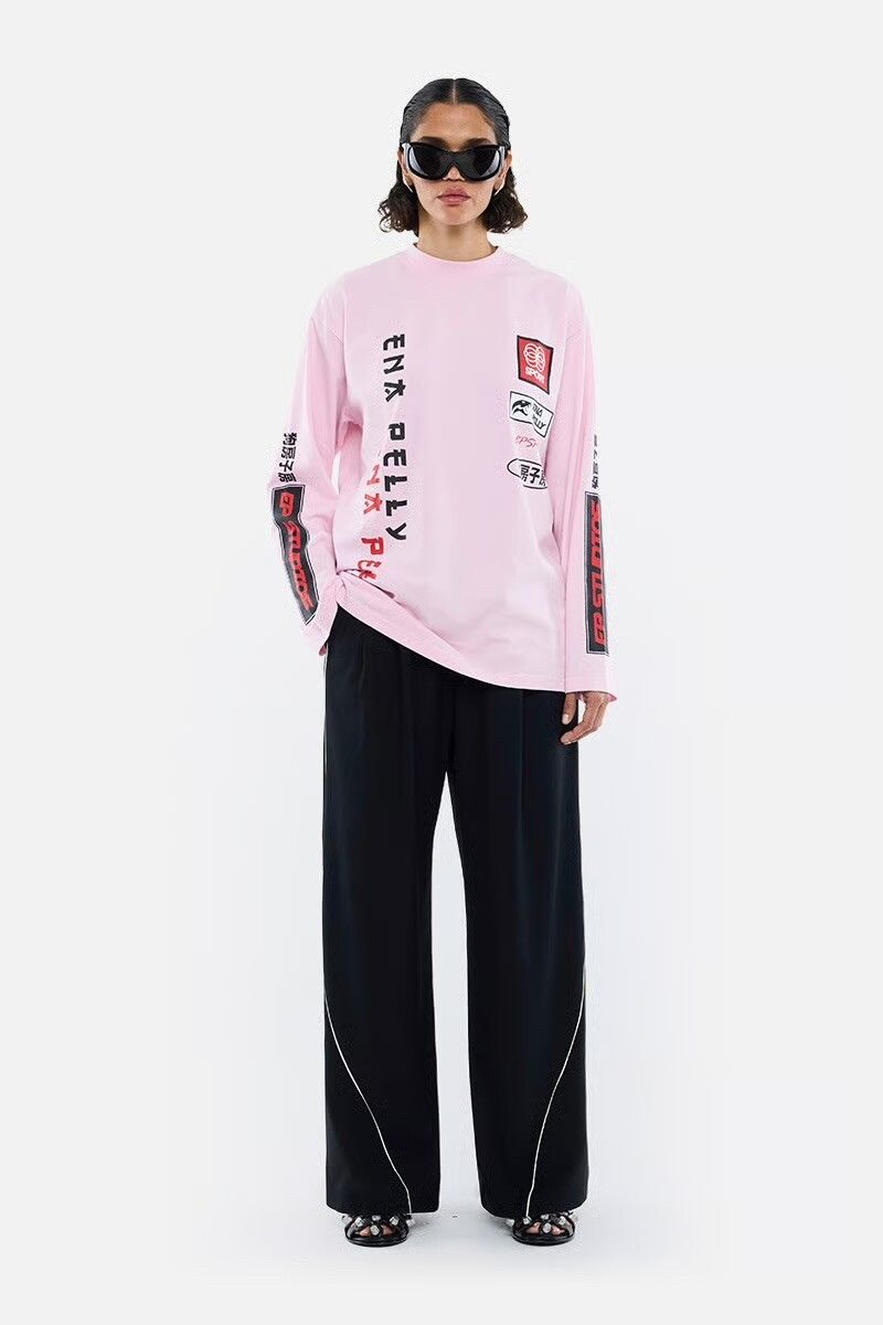 Ena Pelly Pink Long Sleeve Graphic Top