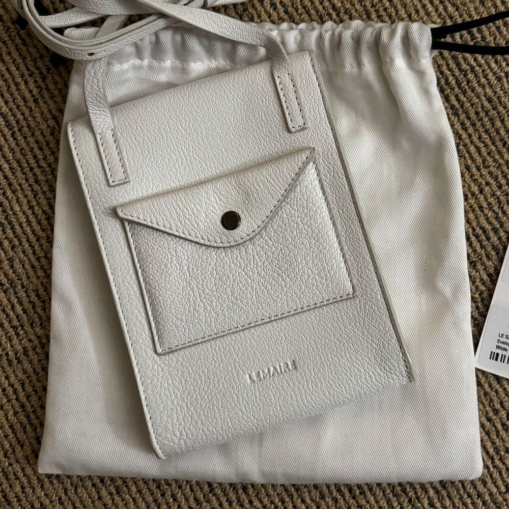 Lemaire White Leather Envelope Crossbody Bag