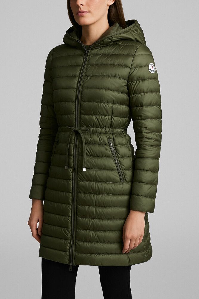 🧥 Moncler Barbel Longue Saison Down Jacket – Olive Green – Size 1 (NZ 8–10)
