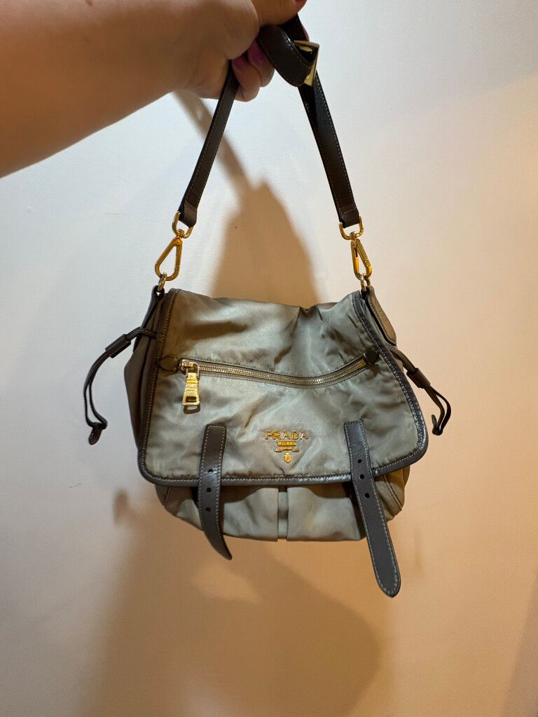 Prada khaki  Nylon Crossbody Bag