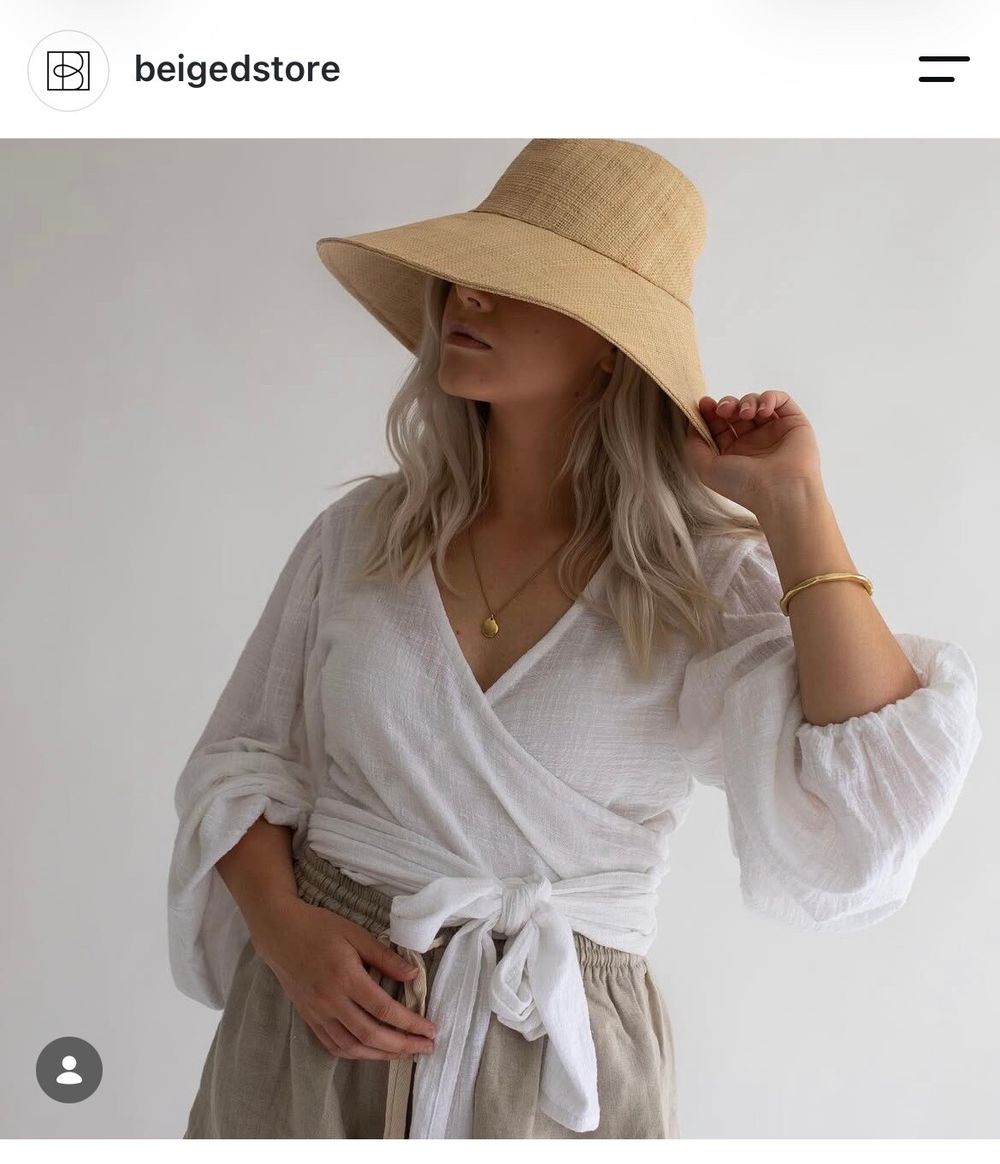beiged wrap top