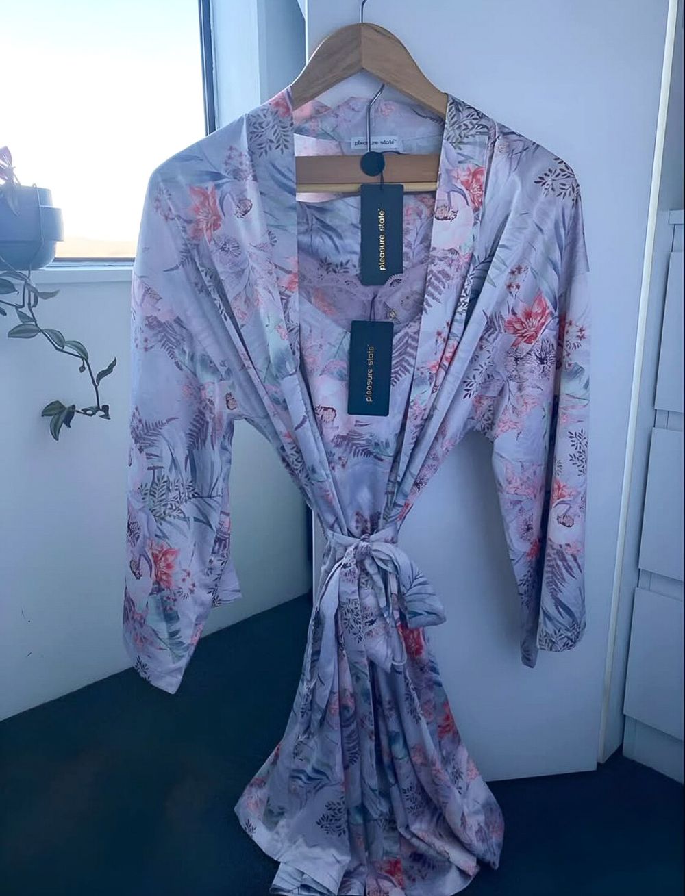 Brand New Pleasure State Floral 3 Piece Satin Sleepwear Set