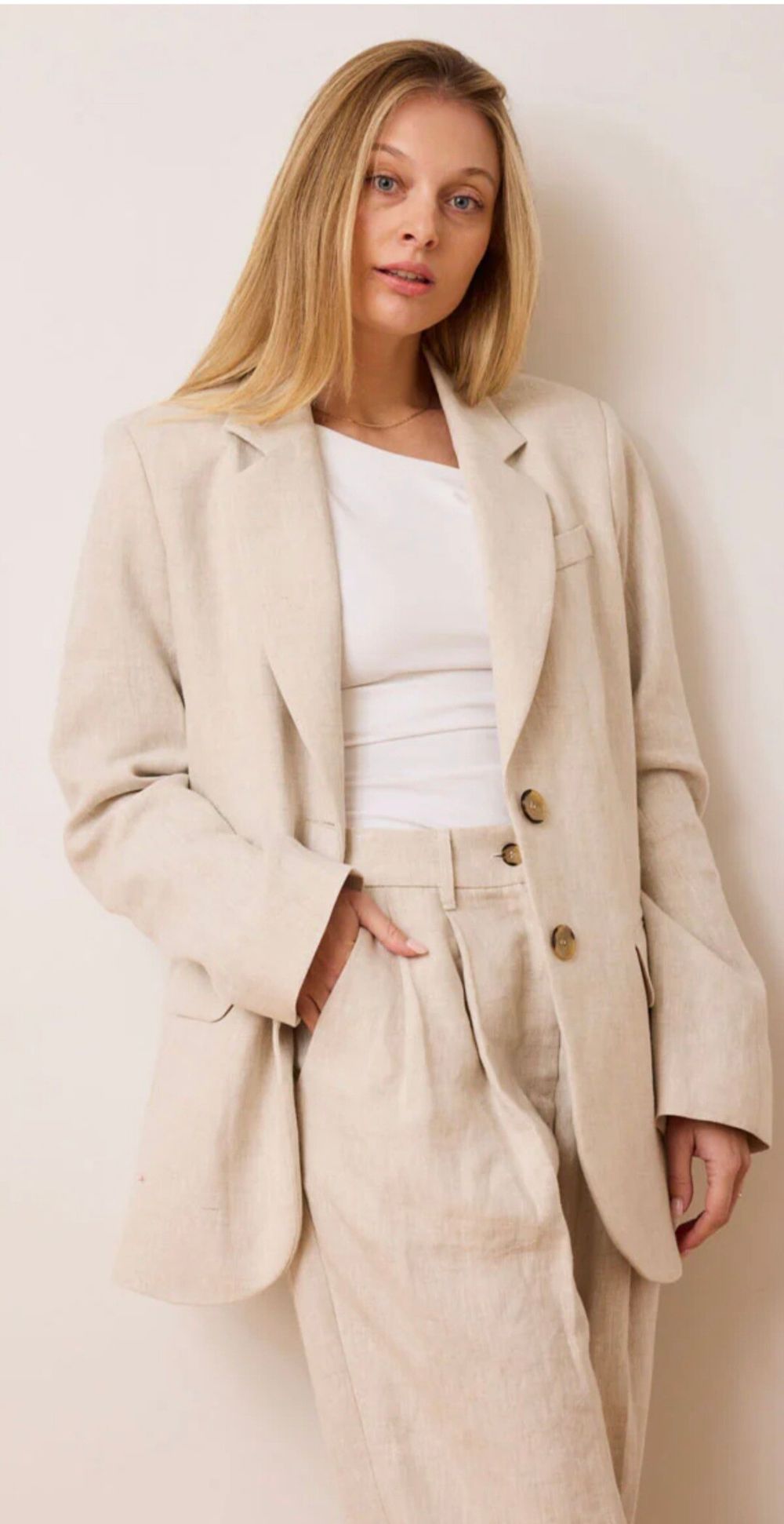 Caitlin Crisp Natural Linen Blazer - Charlie Blazer