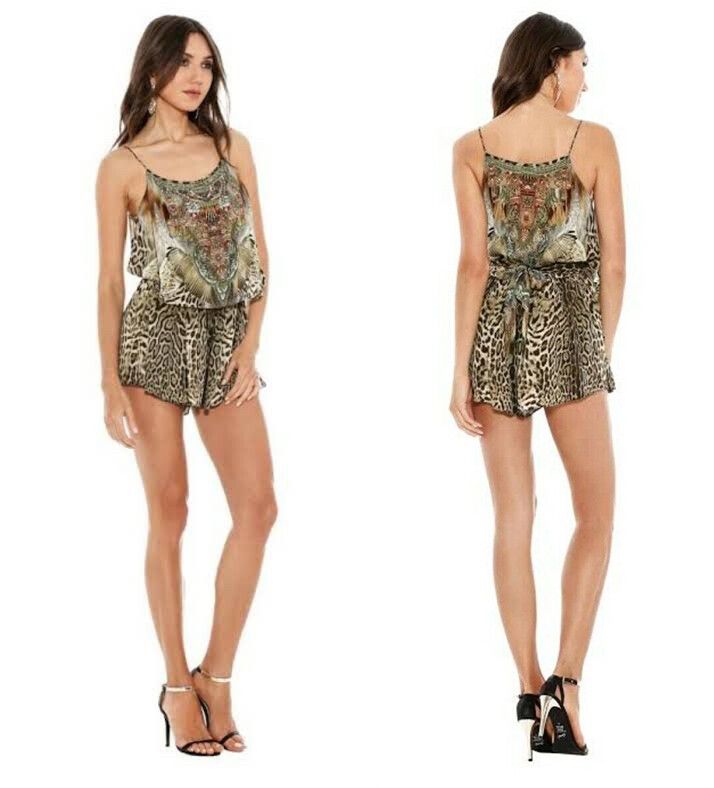Camilla Franks El Salvaje Embellished Silk Romper Playsuit Sz 1 (10 AU/UK)(6 US)