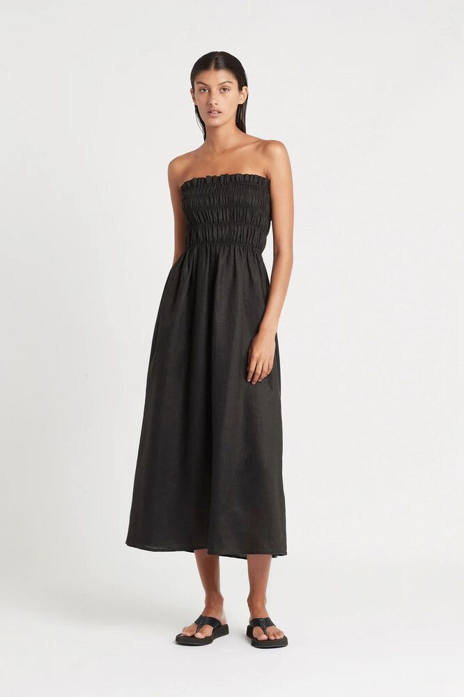 Sir The Label - Sir Black Linen Strapless Dress on Designer Wardrobe