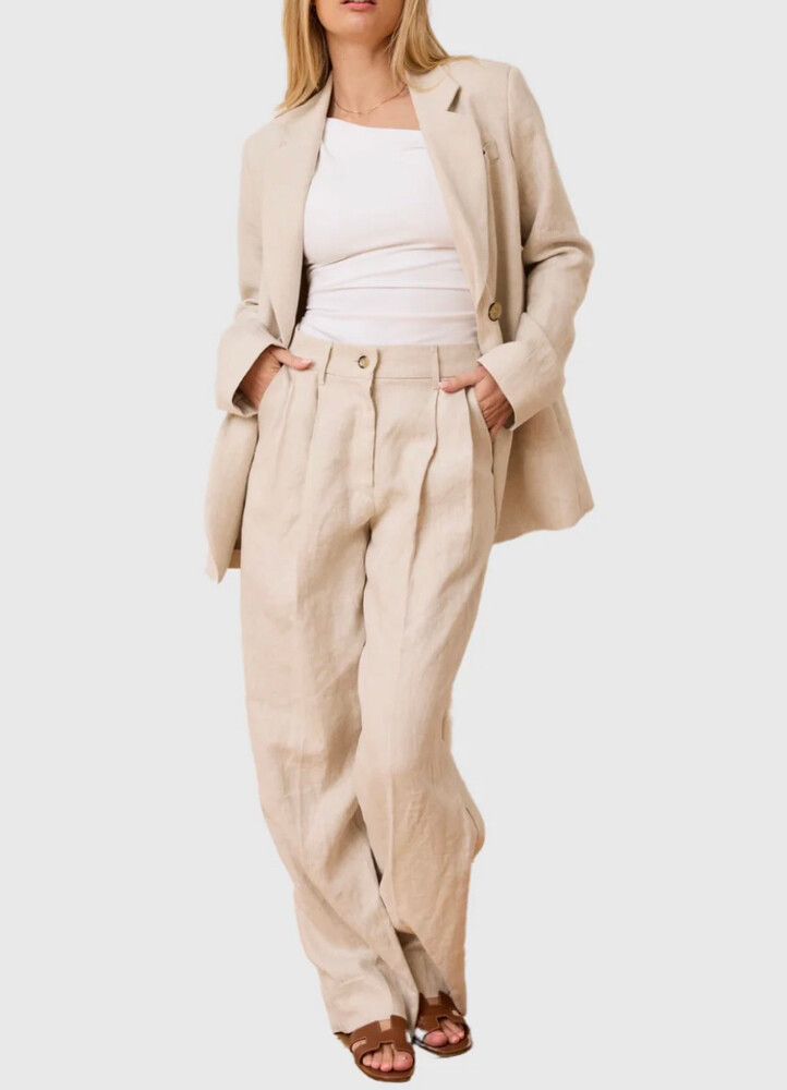 Caitlin Crisp pants - so chic - Freddie natural linen Trousers