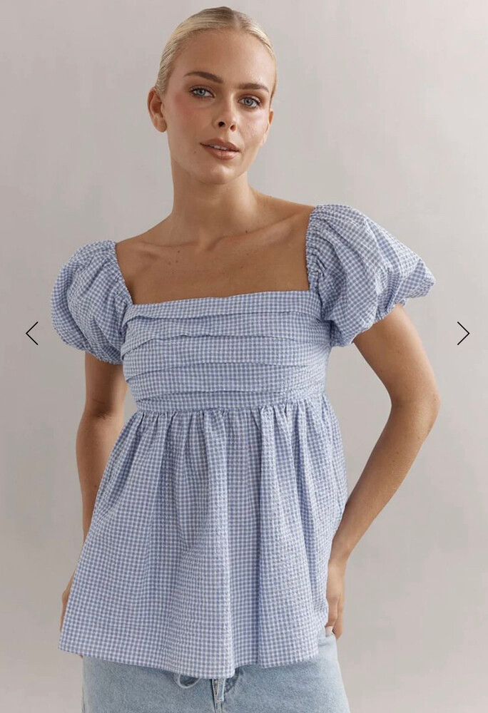 Caitlin Crisp Piper Bodice - Blue Gingham Top - SOLD OUT STYLE