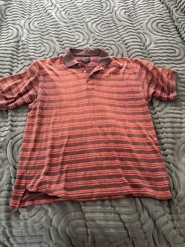 Greg Norman Collection Brown Striped Polo Top Size L