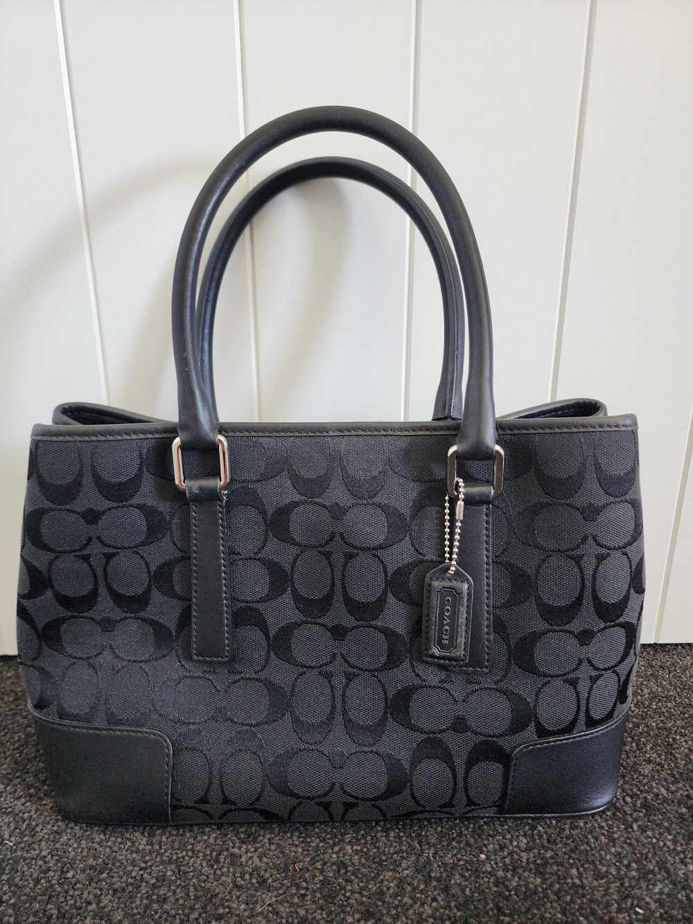 Coach Signature Canvas Leather Carryall Tote Bag
