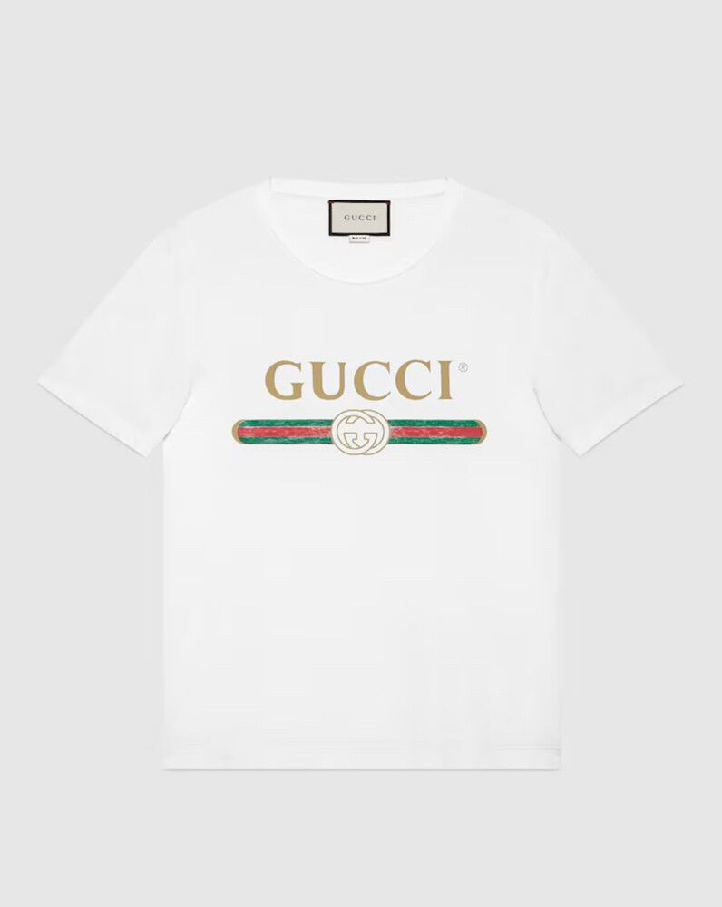 OVERSIZE WASHED T-SHIRT WITH GUCCI LOGO