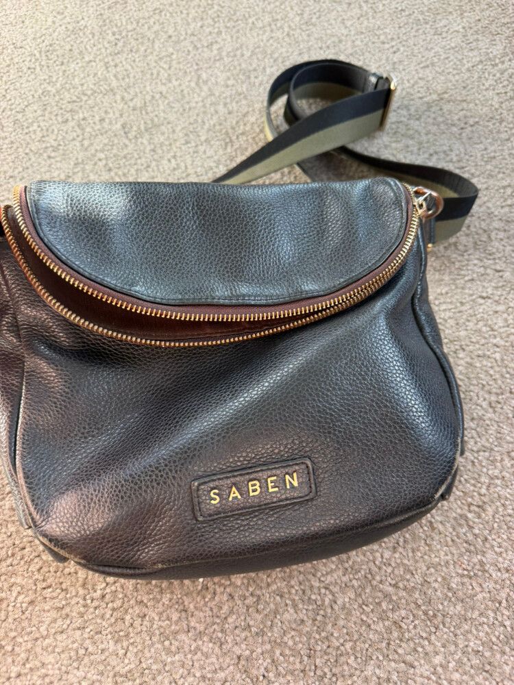 Saben Black Leather Crossbody Bag
