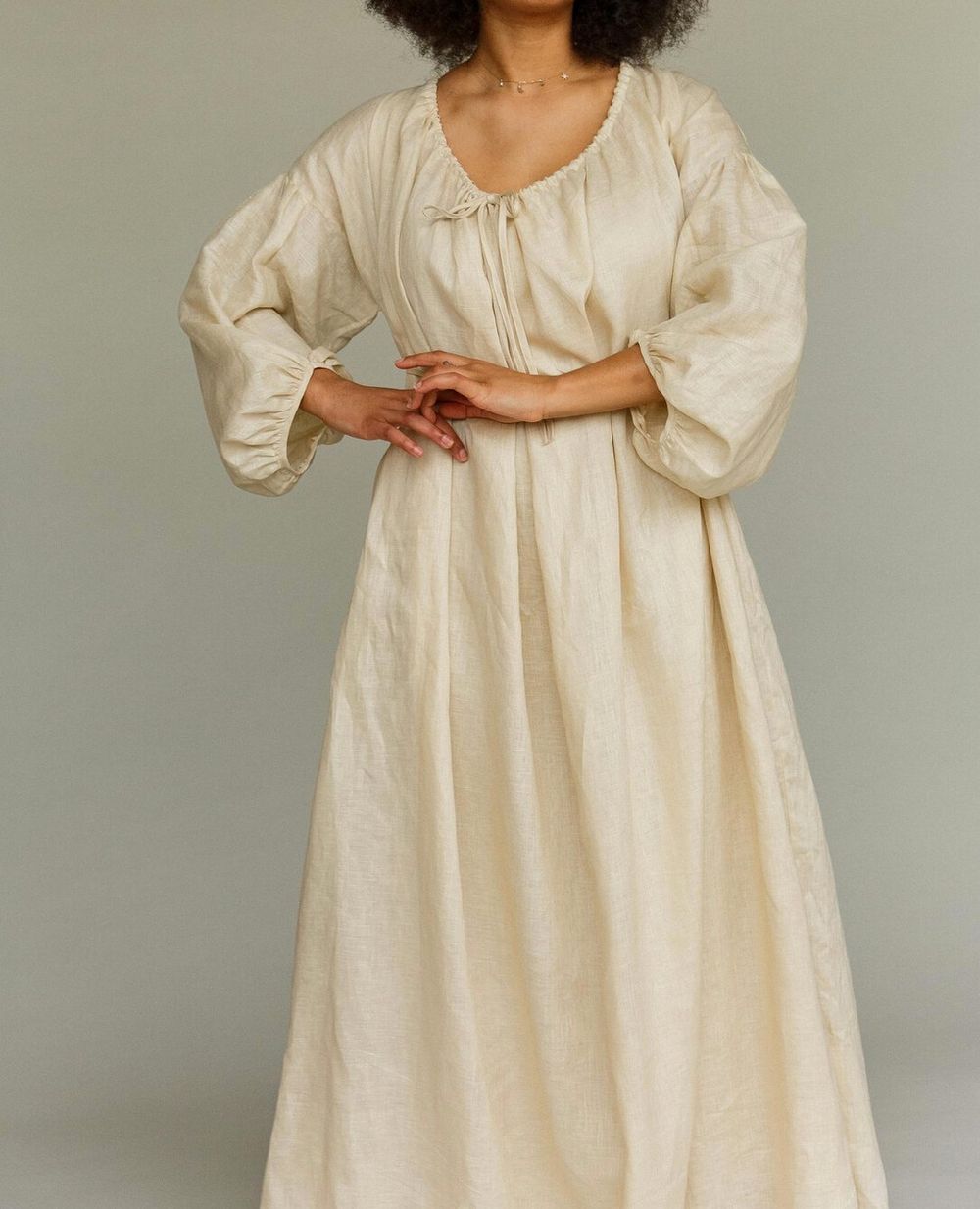 blue linen wrap dress Teal Blue Elegance: Linen Wrap Dress with Shawl Collars, Full Sleeves & Waist Tie | Chic Linen Maxi Dress main image 0