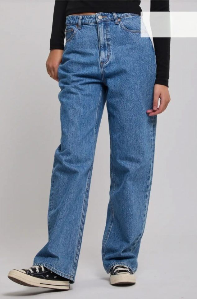 Lee High Baggy Mid Blue Jeans - size 8