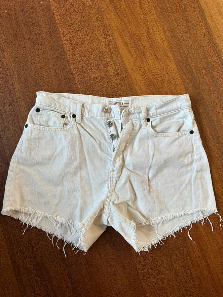 Guess white denim shorts