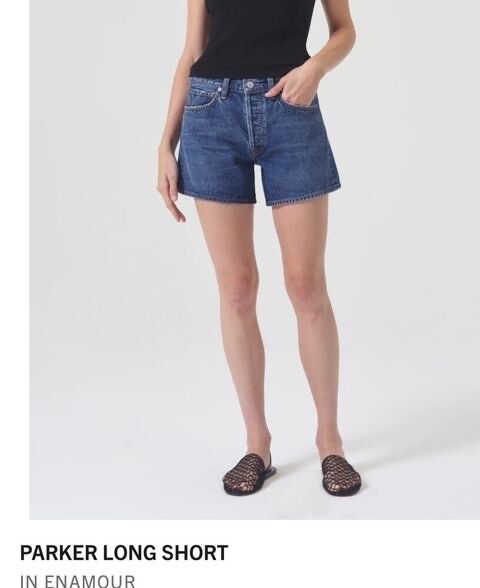 Agolde Blue Denim Parker Long Shorts
