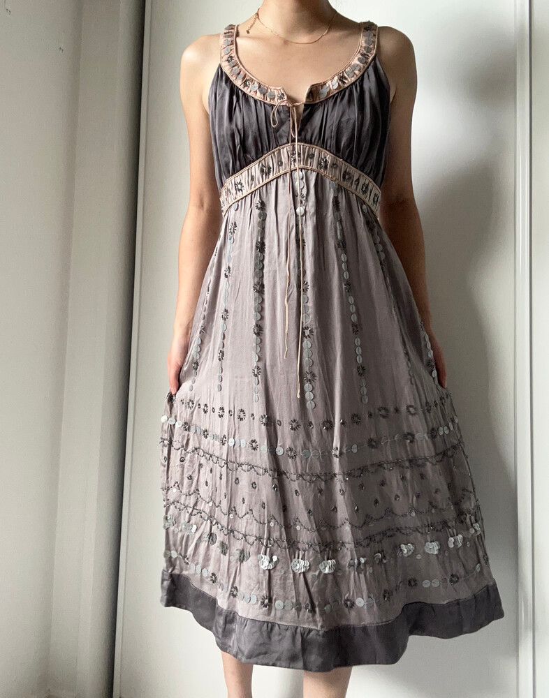 Monsoon - Monsoon 100% Silk Beaded Boho Dress on Designer Wardrobe Monsoon - Monsoon 100% Silk Beaded Boho Dress on Designer Wardrobe