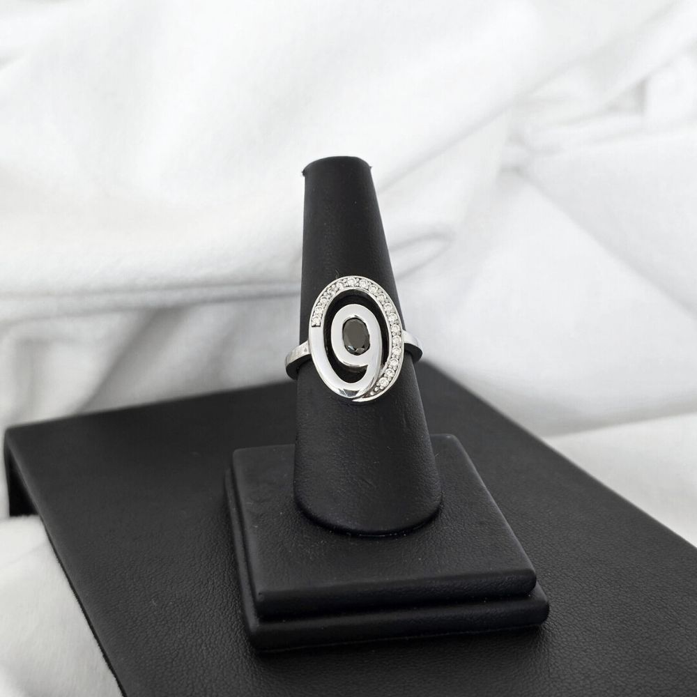 NEW Sterling Silver 925 Ring | Oval/black & white CZ's