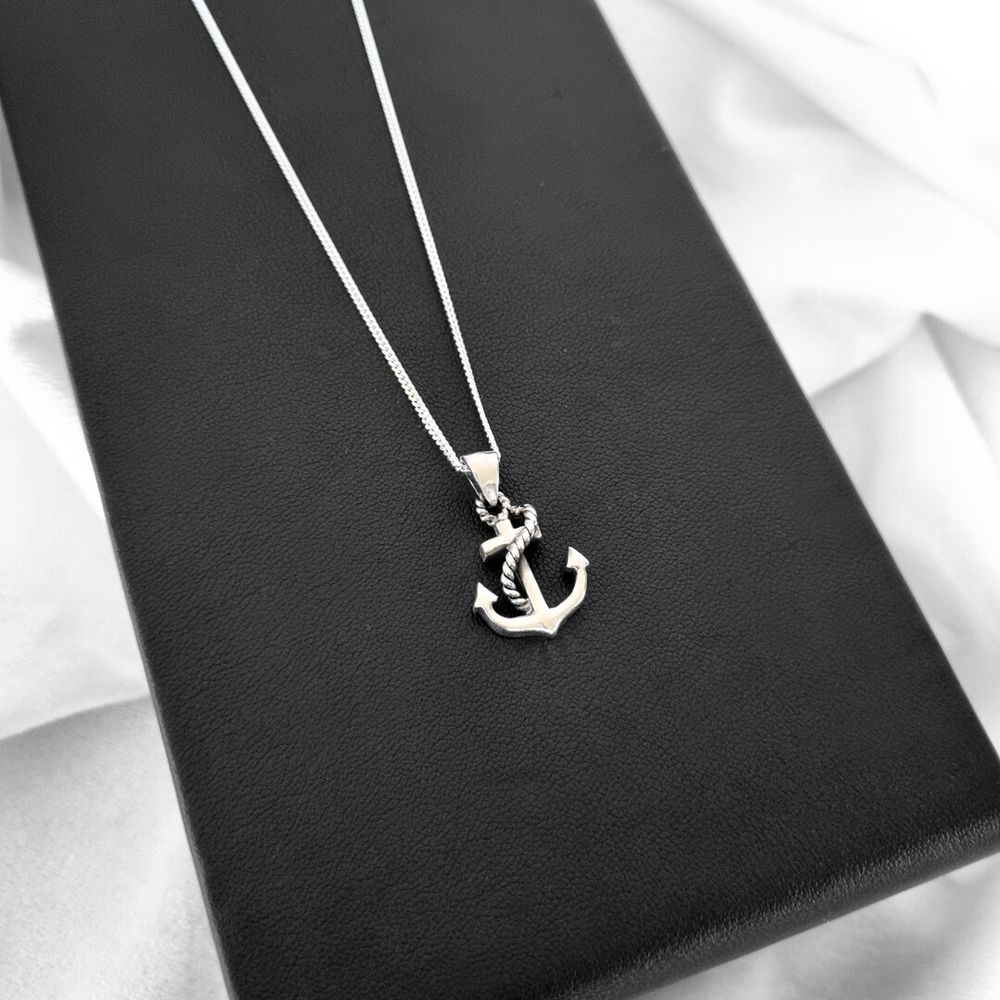 NEW Sterling Silver 925 Necklace | Anchor with rope