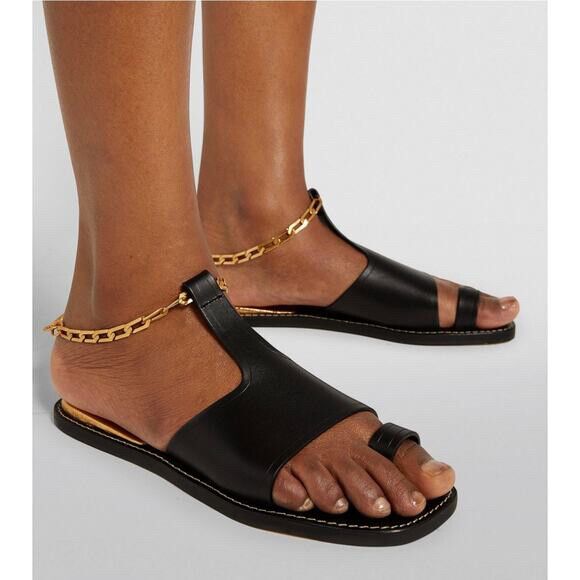Sandro Parma Ankle Chain Leather Sandals