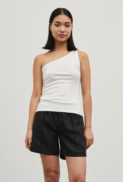White One Shoulder Singlet