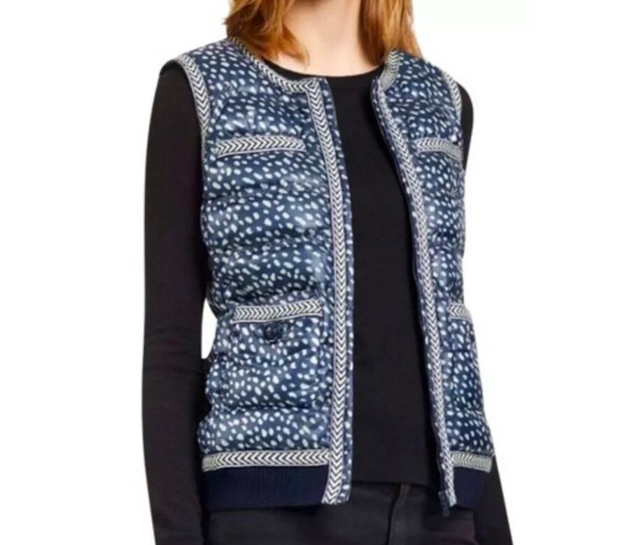 Tory Burch Macy Printed Quilted Puffer Vest Jacket