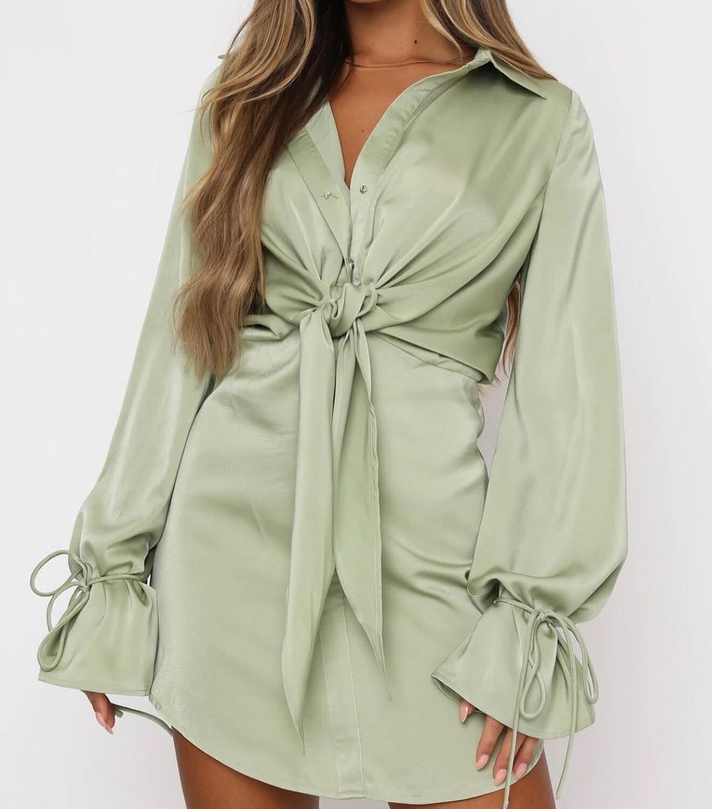 White Fox Split Second Mini Dress Green Mini Dress