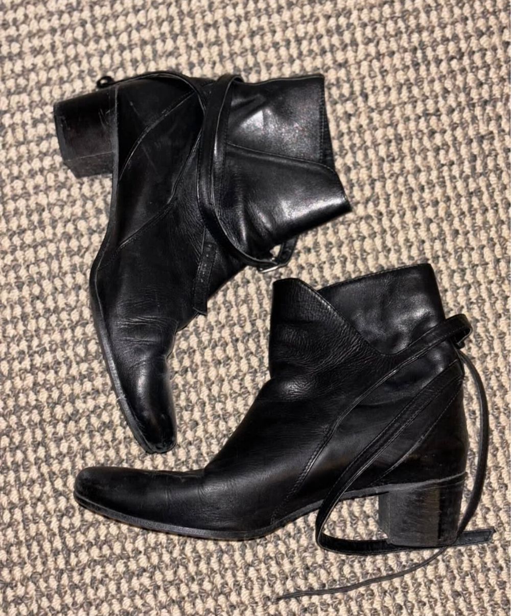 Leather wrap ankle boots