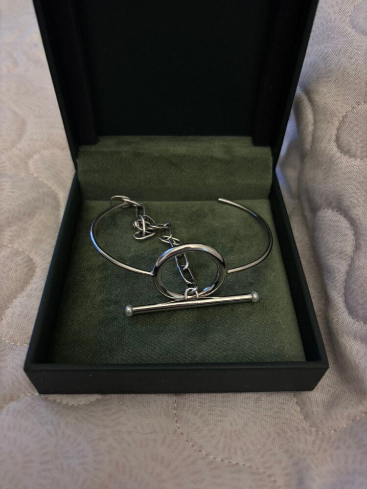 Silver pearl cuff