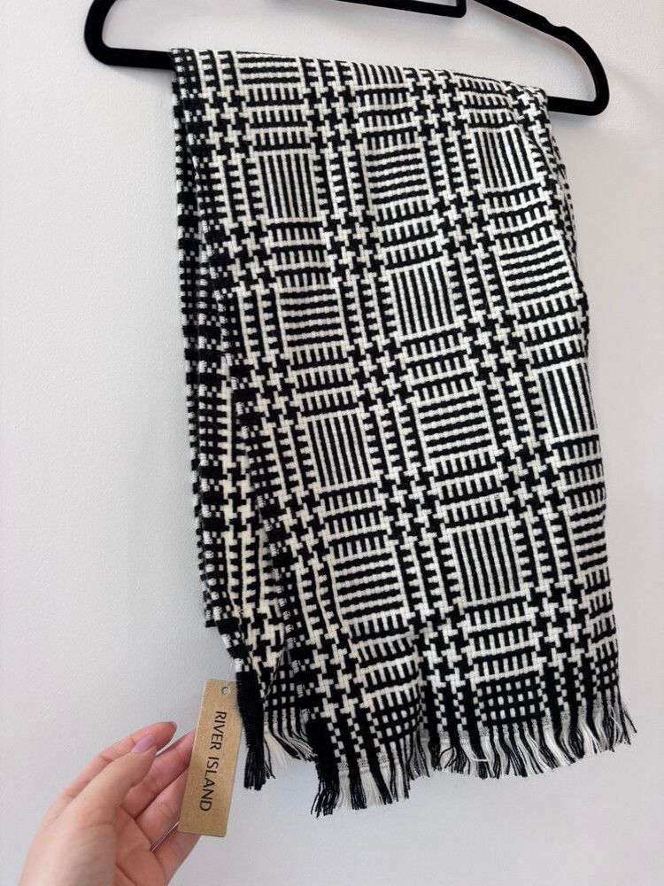 River Island White Check Scarf