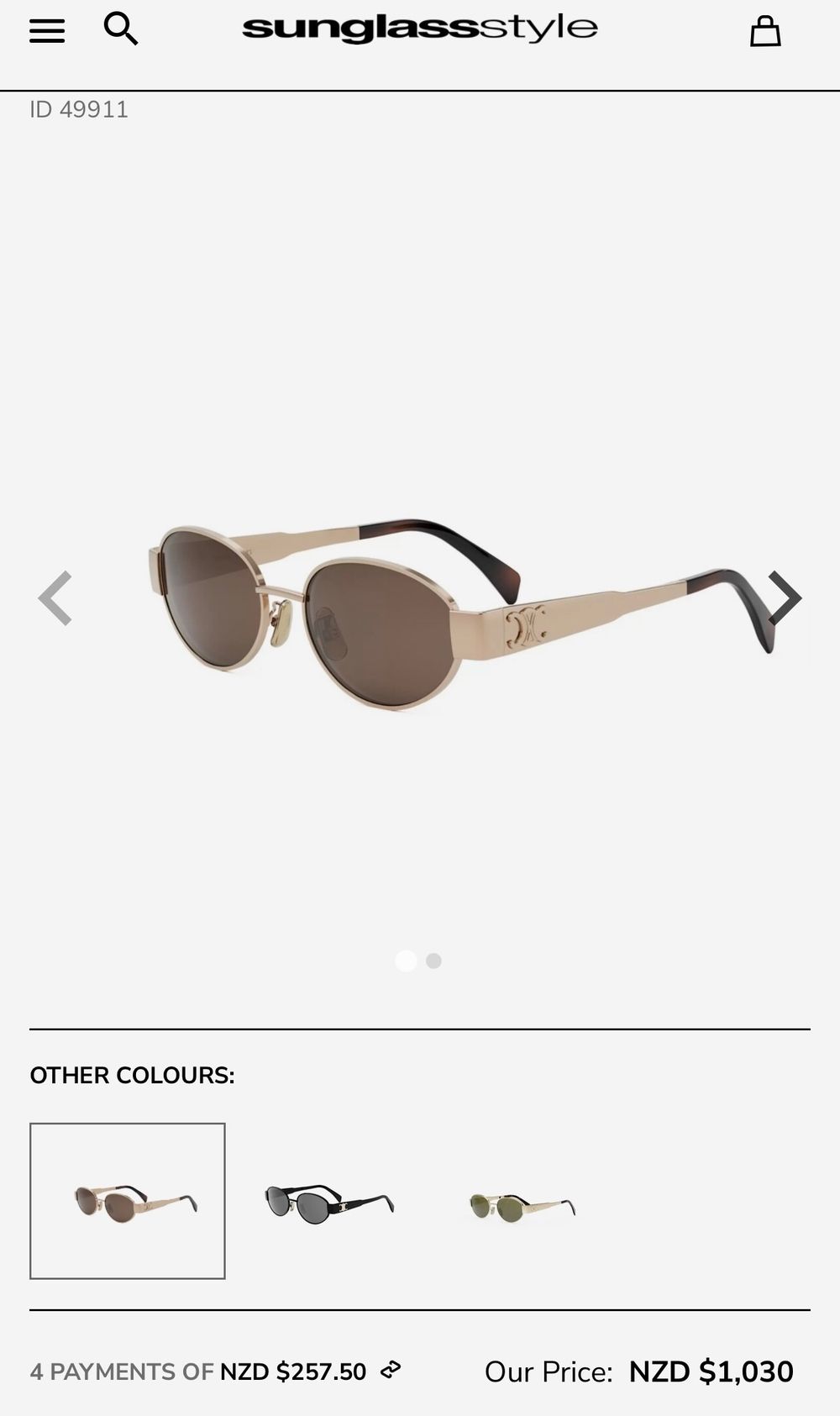 Celine Triomphe Metal Oval Sunglasses