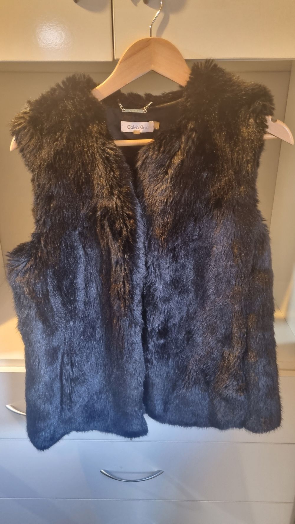 Calvin Klein Black Fur Vest