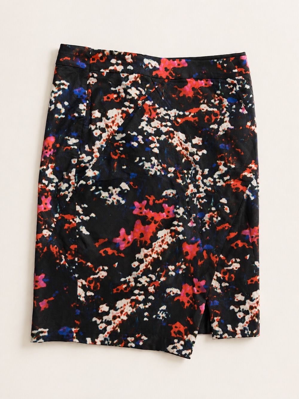 Veronika Maine Abstract Floral Asymmetric Pencil Skirt Size 12