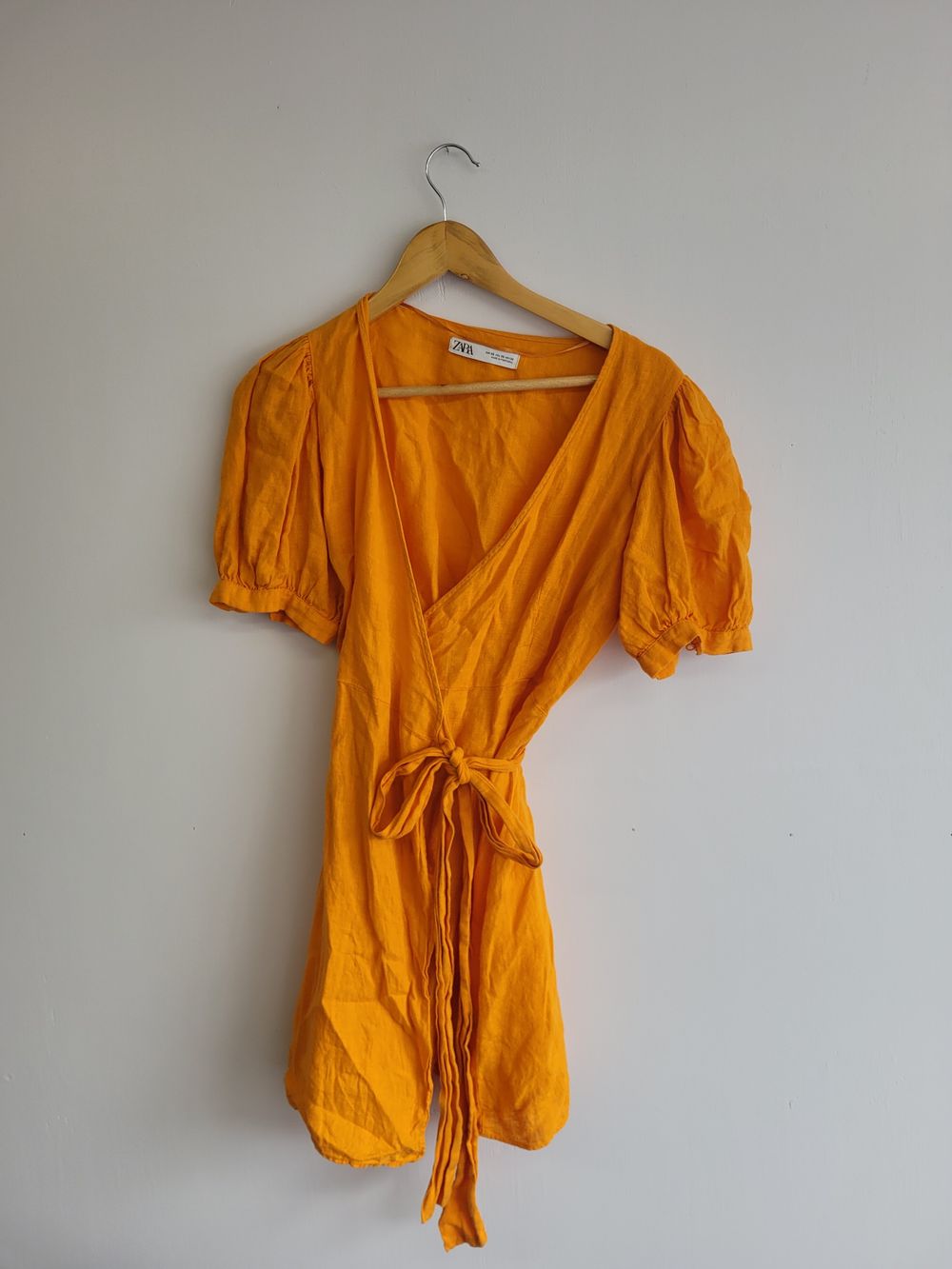 orange wrap dress zara Zara Orange Embroidered Wrap Dress