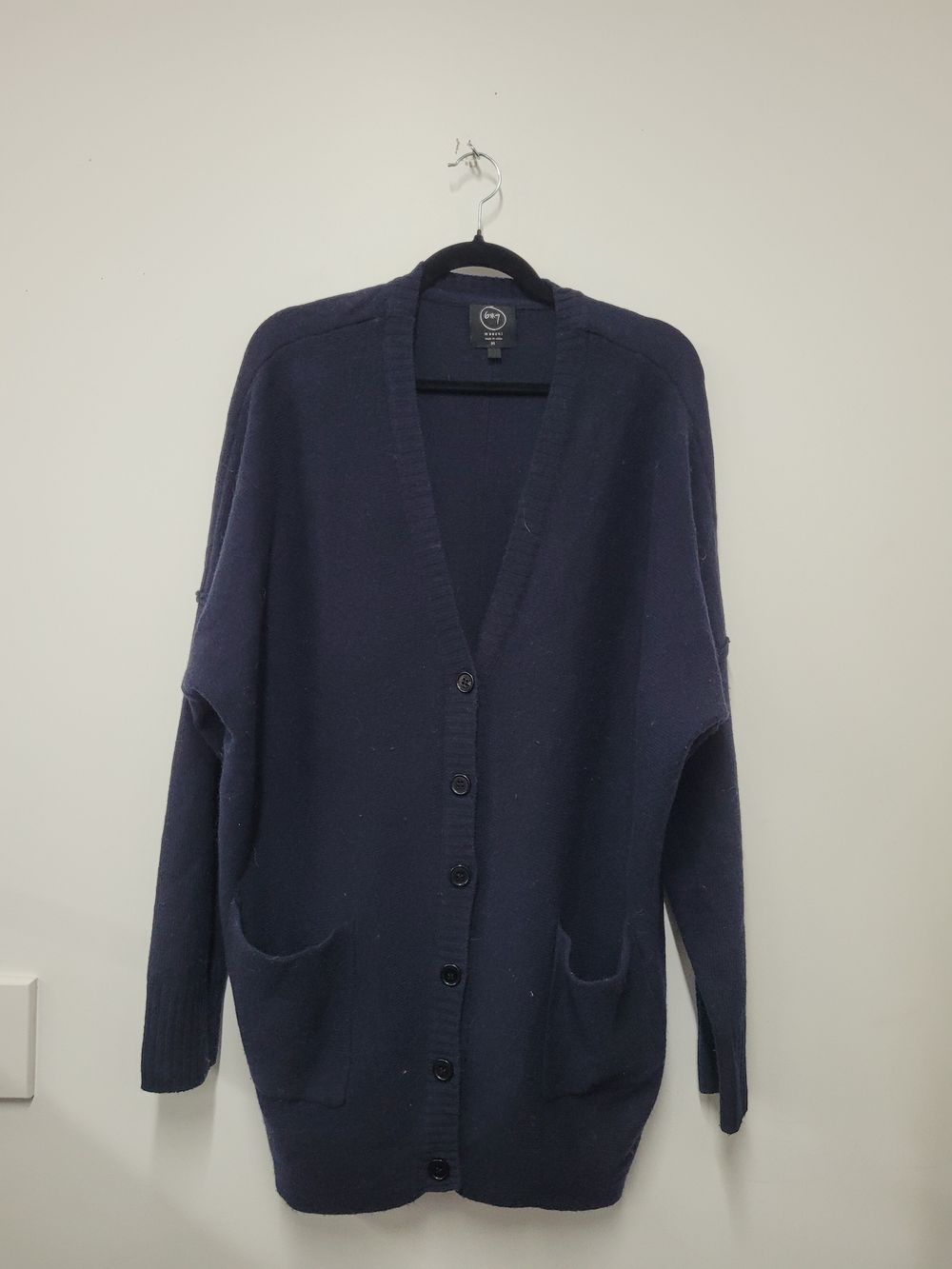 Moochi Navy Blue Chunky Knit Cardigan Size M
