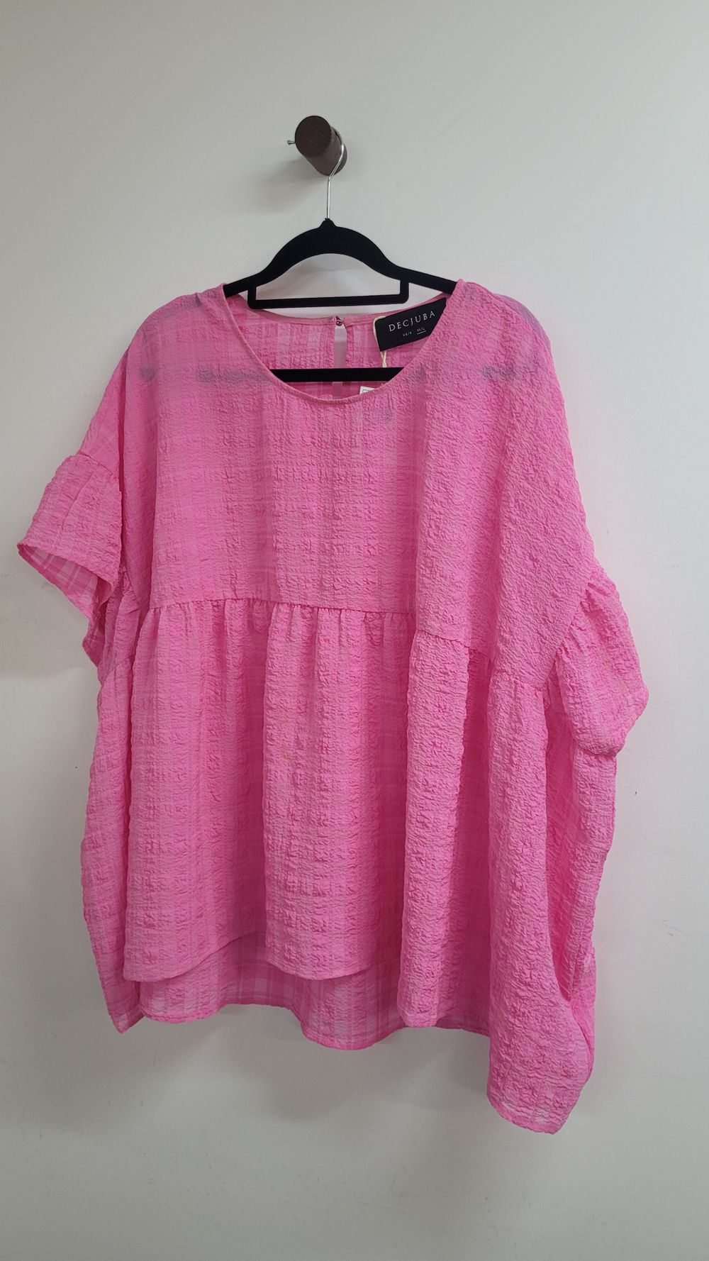 DECJUBA Pink Textured Tiered Top