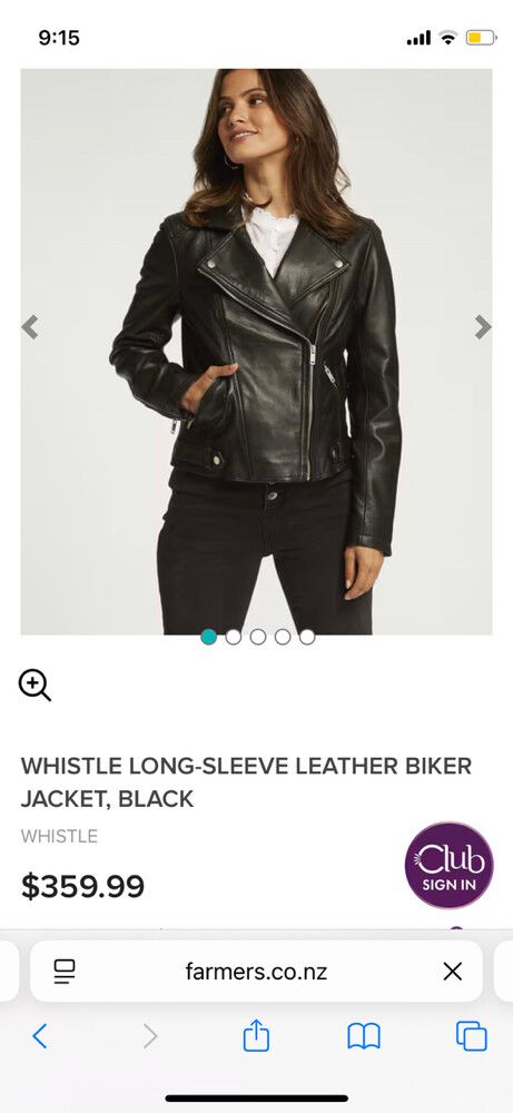Whistle Black Leather Biker Jacket