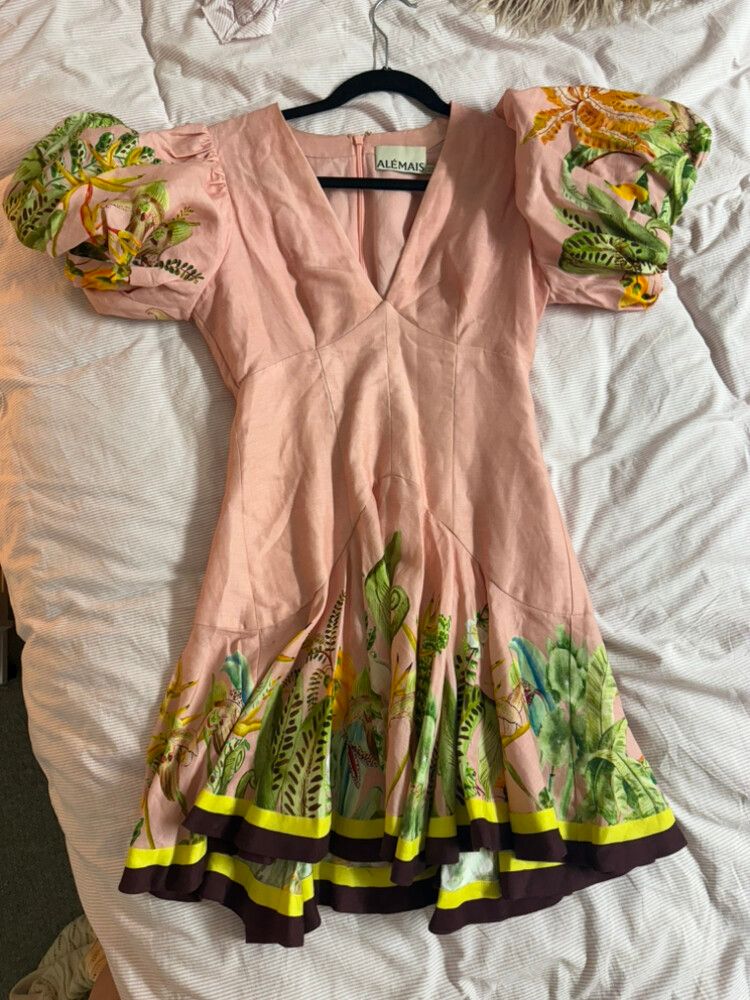 Alemais Pink Floral Mini Dress