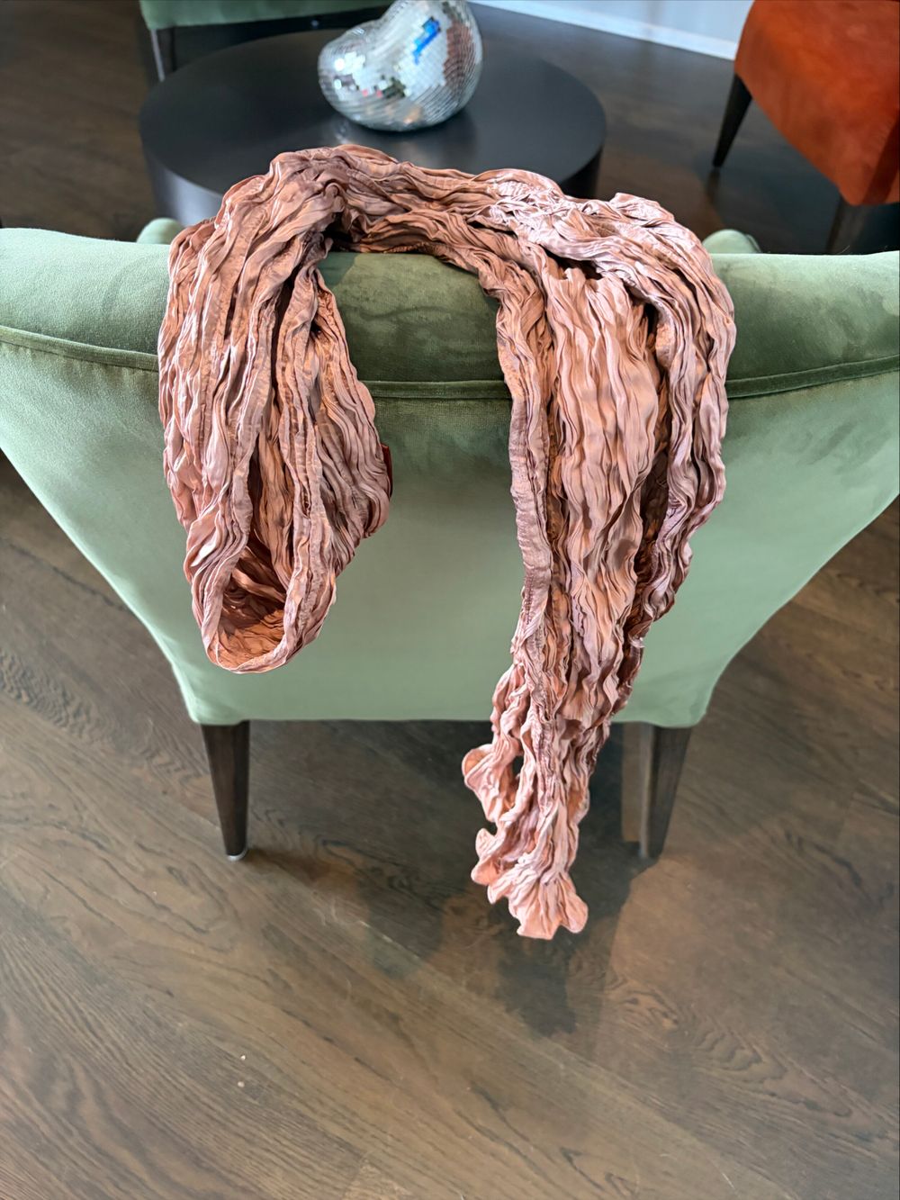 Fortuny Pink Crinkled Silk Scarf