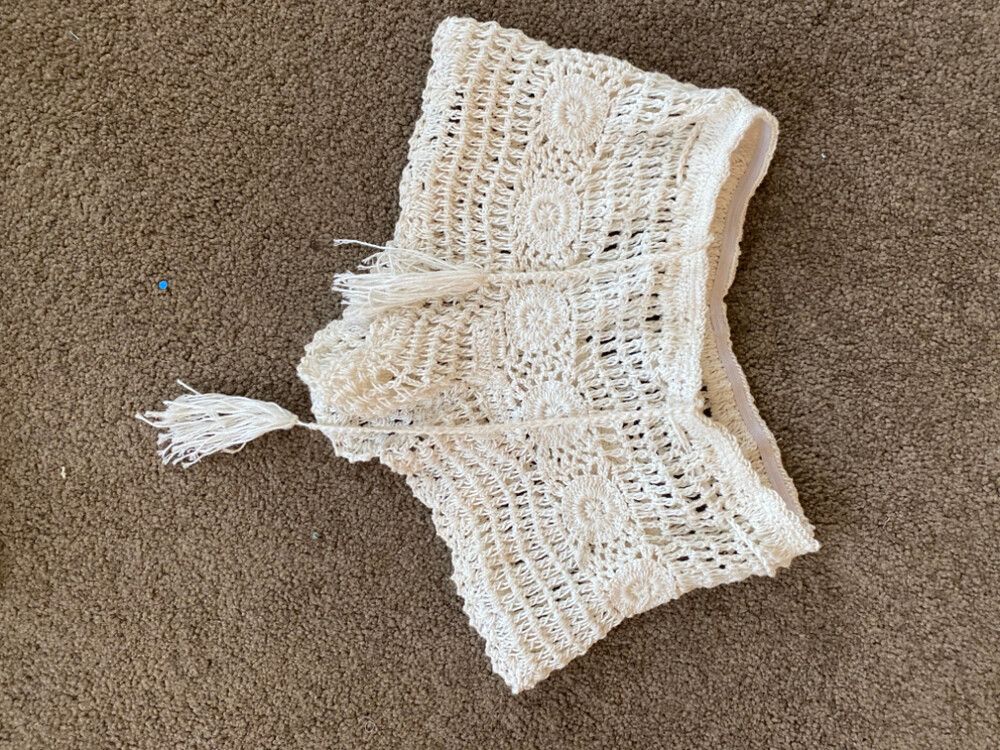 RUSTY Cream Crochet short With Tassels