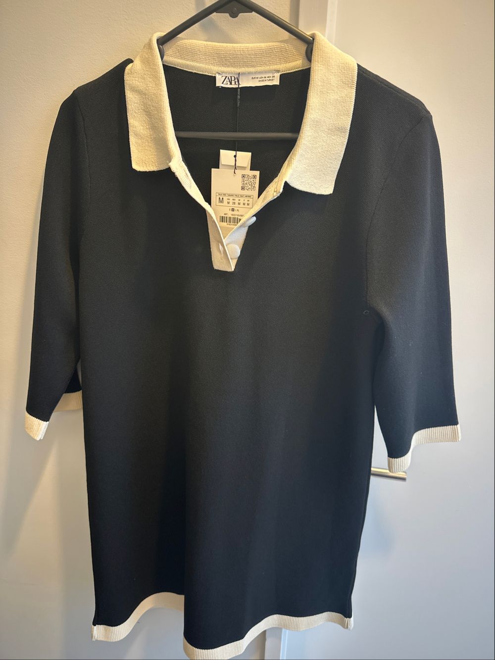 Zara Black Knit Polo Dress