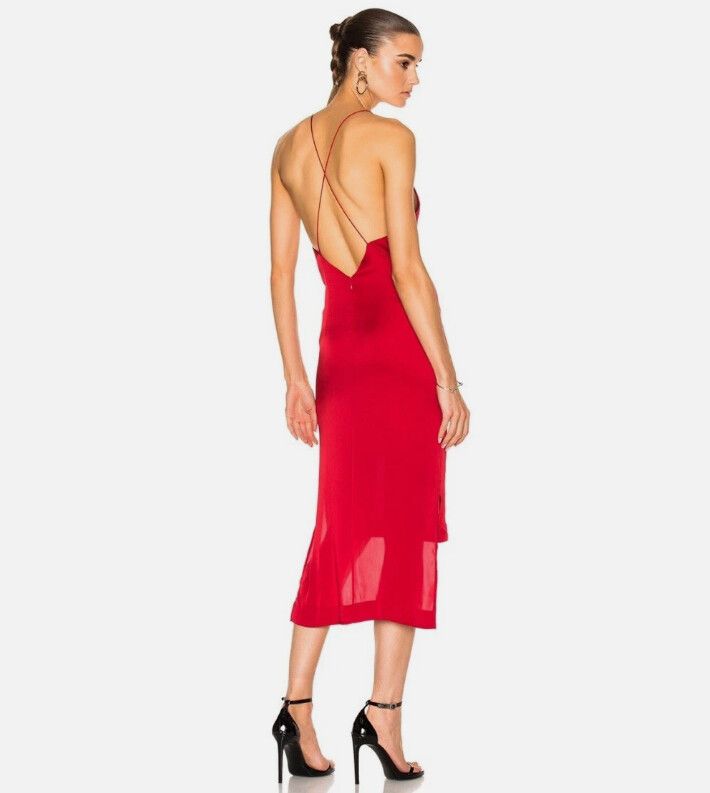 Cherry Red Slip Dress Size AU8/UK8/US4 Designer Glam Cocktail Party