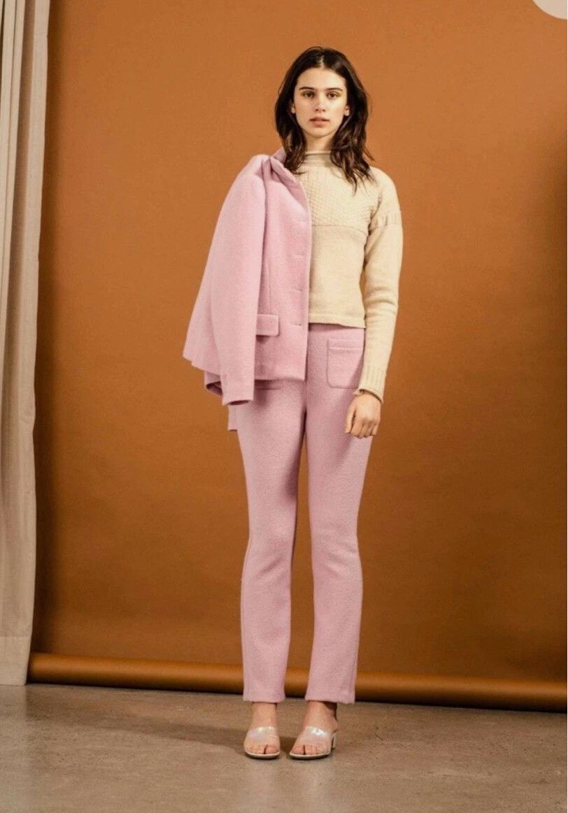 Penny Sage Pink Wool Flare Pants Size XS Winter Relaxed Casual Minimalist 70's
