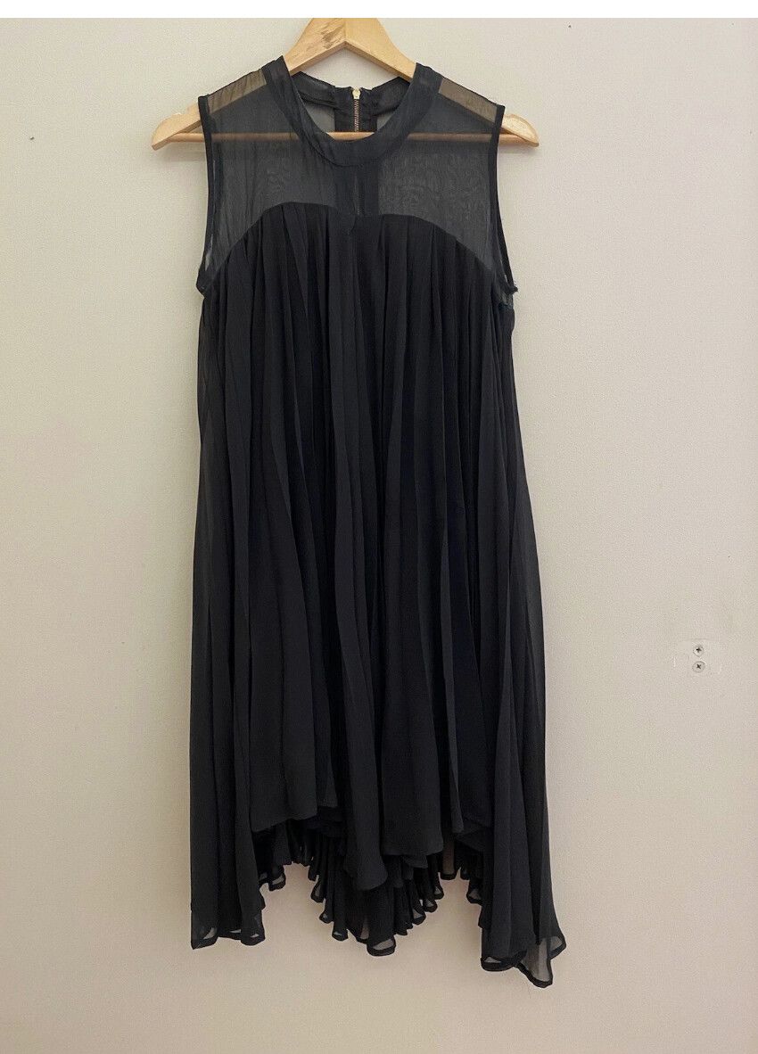 Ruby Nz Black Sheer Pleated Sleeveless Dress Size 8 Glam Party Pleat Cocktail