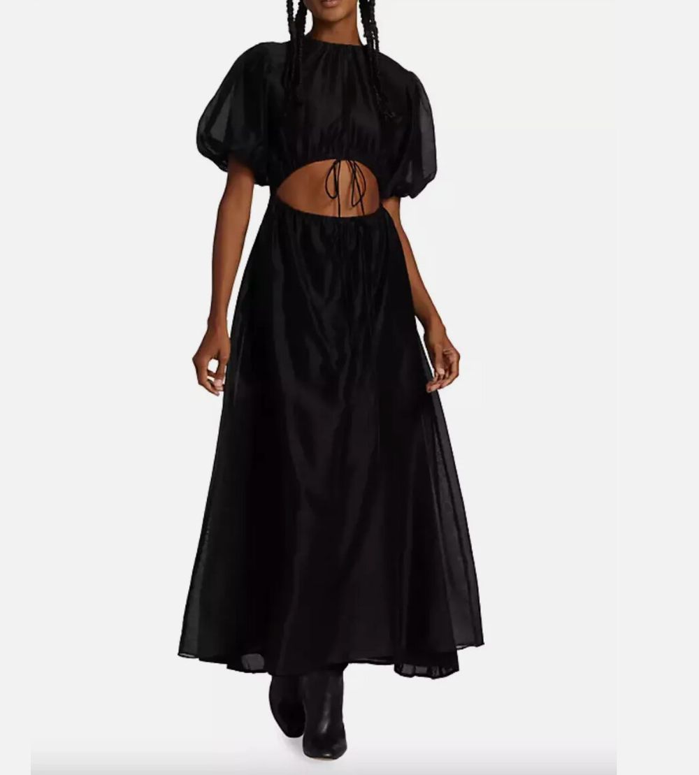 RARE Sir. The Label Franc Puff Sleeve Silk Midi Dress BNWT$480 Size 1/Smal party