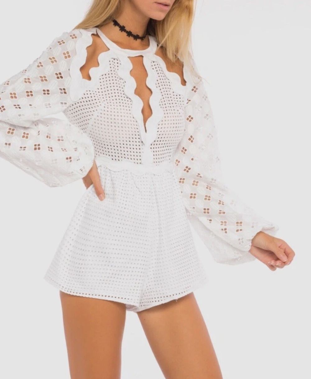 ALICE MCCALL Of The Night White Lace Jumpsuit Size Au8/US4 Mini Romantic Boho