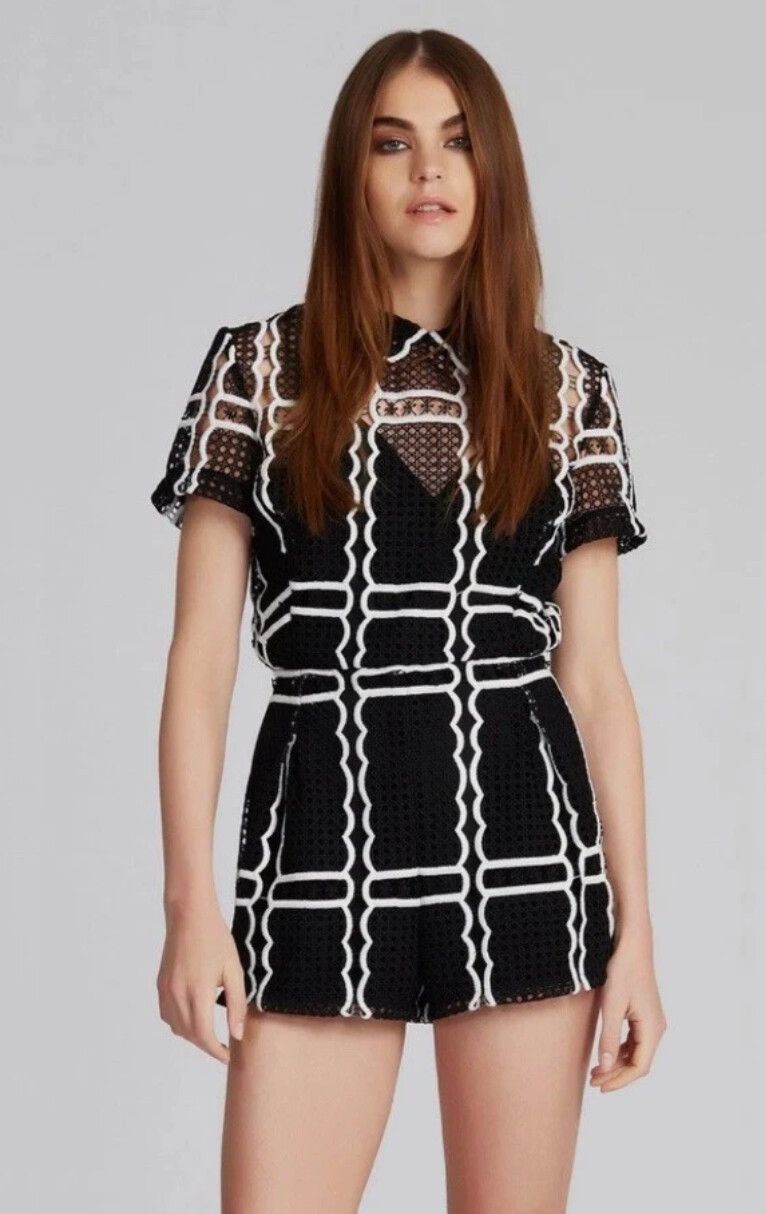 ALICE MCCALL Playsuit Size 10 Black The Stolen Dance Formal Lace cocktail rp$459
