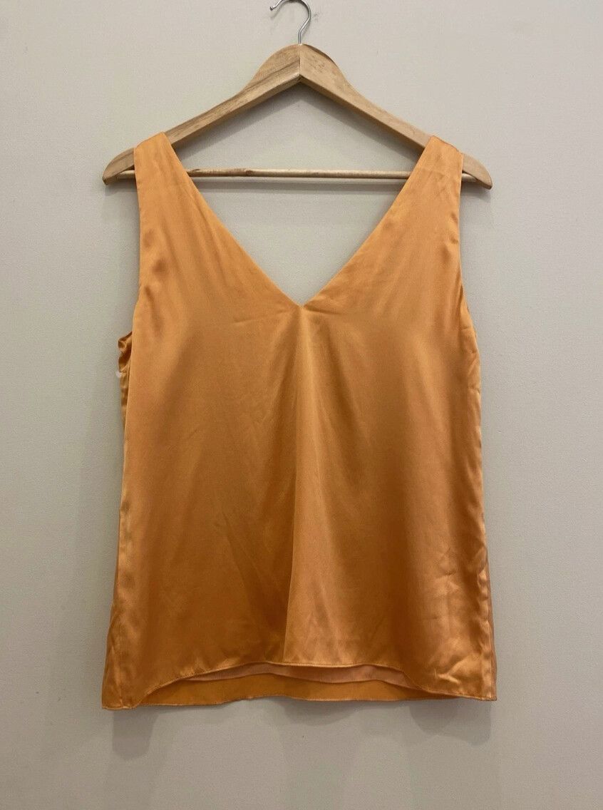 WITCHERY Orange Silk Vneck Cami Size 8 Glam Party Chic Minimalist Designer