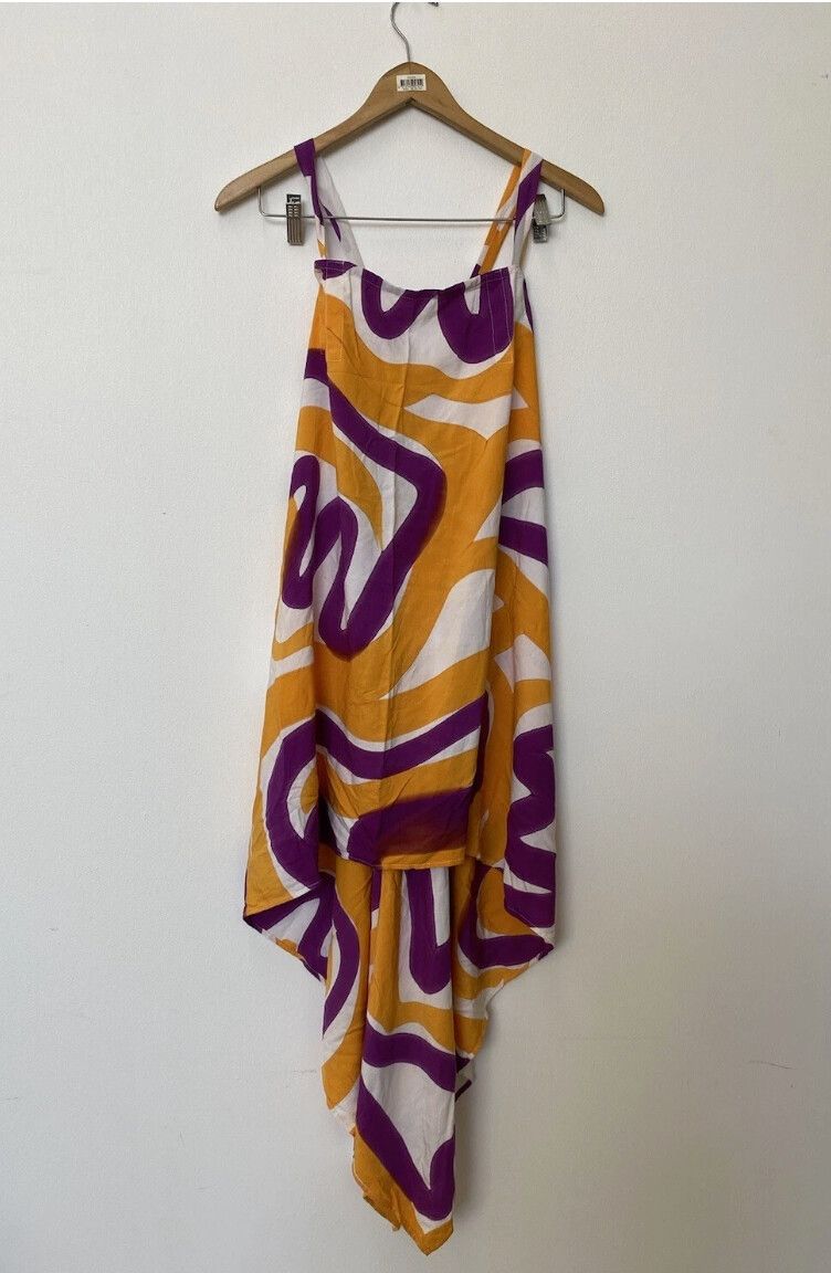 Suku Home Pink Orange Pull Over Dome Dazed Scarf Dress Bnwt RRP $220 Size M